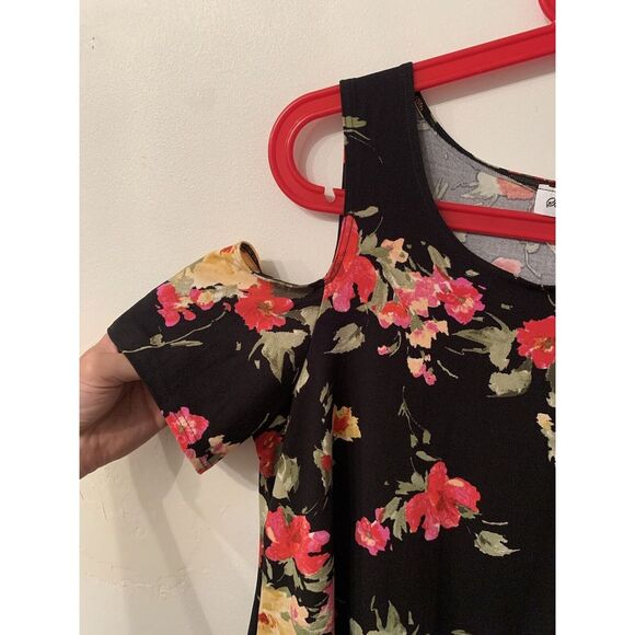 Vintage Star Vixen Cold Shoulder Floral Print Top Pointed Hem Petite Large USA - Picture 4 of 9
